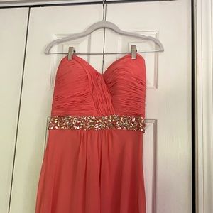 Peach/Pink Strapless Prom Dress